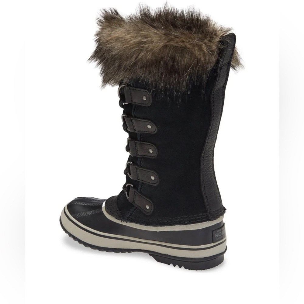 New Sorel Size US 9 Joan of Arctic Faux Fur Waterproof Snow Boot Black / Quarry